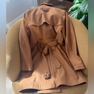 Coach Tan Wool Blend Trench Coat with Belt